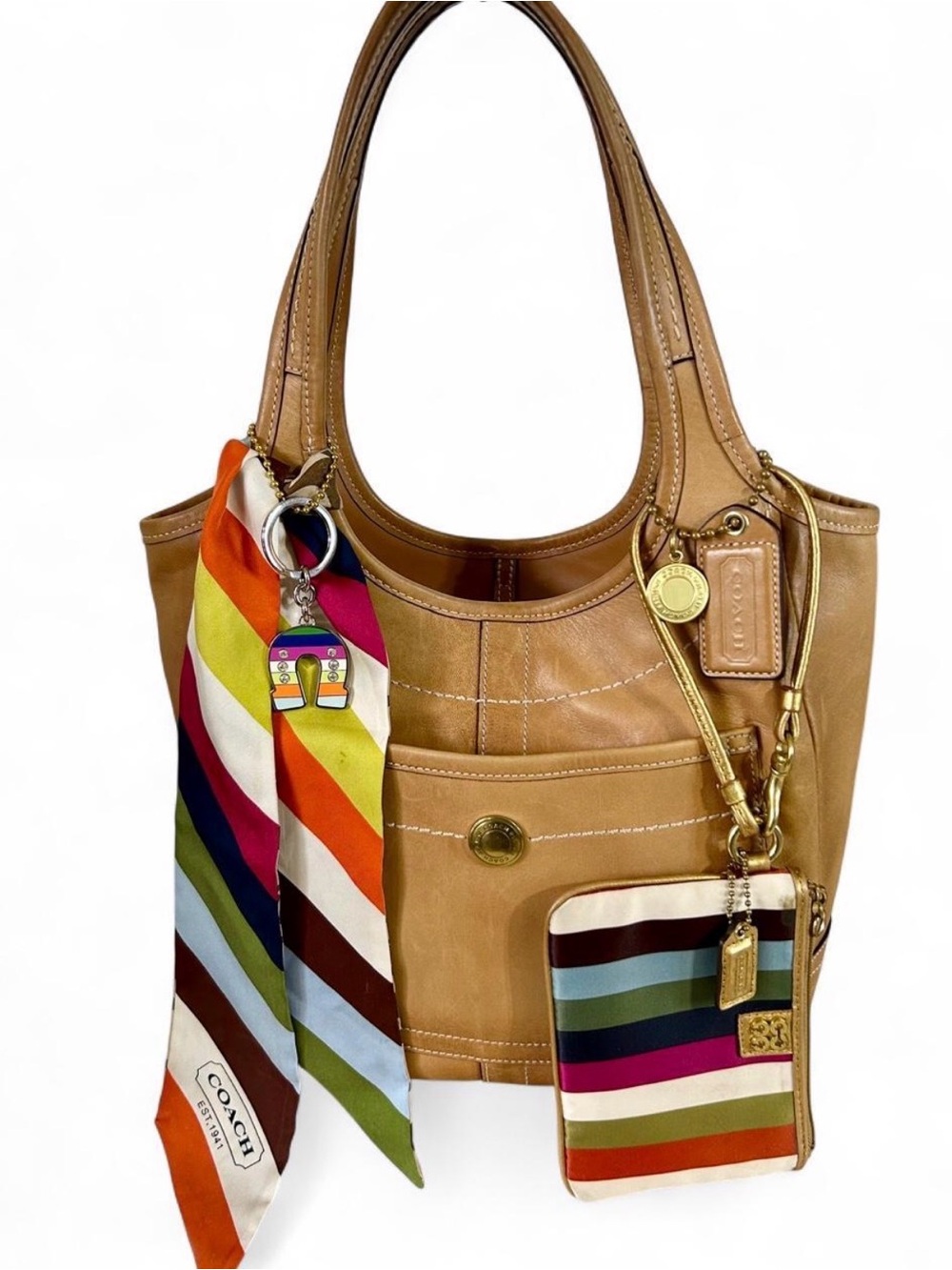 Coach Legacy Ergo Set Bag Scarf Wristlet Charm